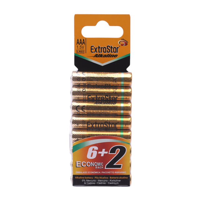 Pilas Alcalinas EXTRASTAR AAA 1.5V 1300mAh - Pack de 8 Unidades