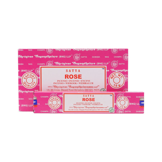 Satya Pack of 12 boxes 15g of Rose Incense 