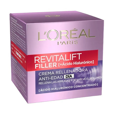 L'ORÈAL PARIS Revitalift Filler Crema De Día | 50ML Crema de día rellenadora anti-edad aporta Volumen, Con Ácido Hialurónico Concentrado, Acabado no graso