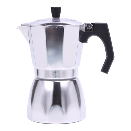 Coffee Maker With Transparent Lid The ITALIAN ALUMINUM ALLOY Classic Espresso Moka Coffee Available sizes 3 / 6 / 9 / 12 cups 