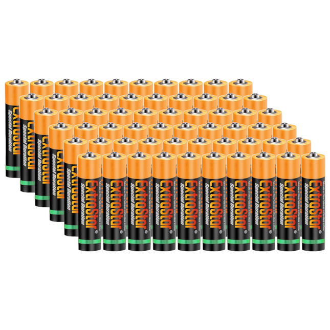 EXTRASTAR - 1.5 Volt AA Batteries Pack of 60 Special Battery Duration / 0% Mercury for Toys Controllers Video Games Flashlights Clocks etc. R6 AA Battery 860 mAh 