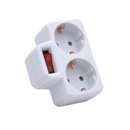 EXTRASTAR Double schuko socket in white with switch MAX.3680W 16A/250V 