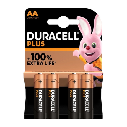 Duracell Battery Plus Power Pack 4 AA 1.5V Alkaline MN1500 Batteries 