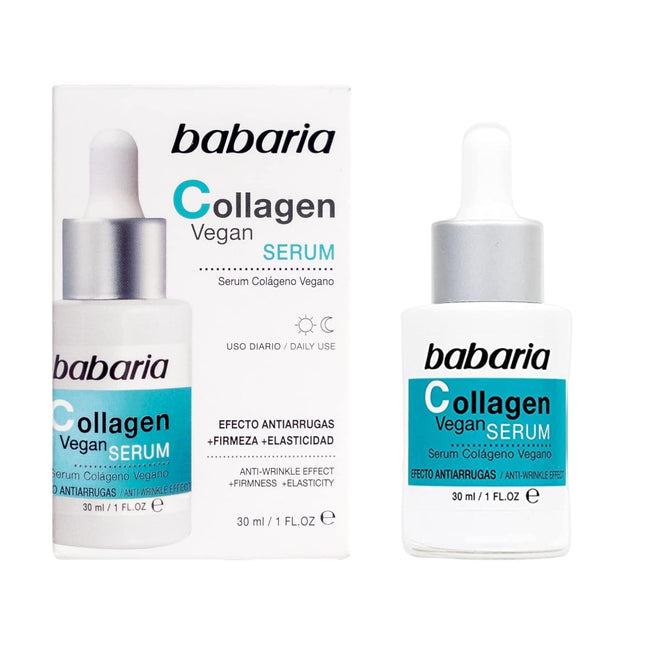 Babaria Collagen Facial Serum Anti-Wrinkle Effect Firmness Elasticity with Vitamin C Daily Use Day and Night Planet Reduce Recycle 93% Natural Origin Ingredients 100% Vegan 30 ml 