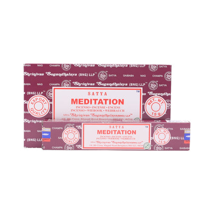 Satya Pack of 12 boxes 15g of Meditation Incense 