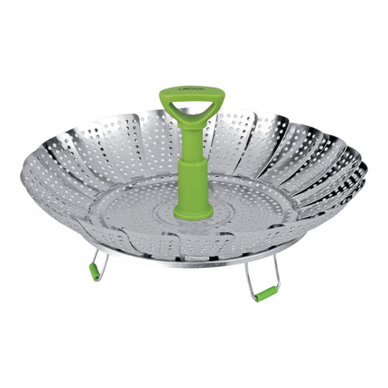 Foldable steel steamer basket for vegetables 10-26 cm diameter 