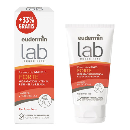 Eudermin Lab Crema de manos forte hidratación intensa regenera y repara con urea y filtro solar para piel extra seca 100 ml