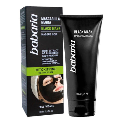 Barbaria Mascarilla Negra Black Mask con Estracto de Pepino y Carbón Vegetal para una piel limpia, hidratada y limpia de impurezas  y detoxificada 100 ml