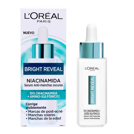 L'OREAL PARIS Bright Reveal sérum anti-manchas con niacinamida + amino-sulfónico dosificador 30 ml