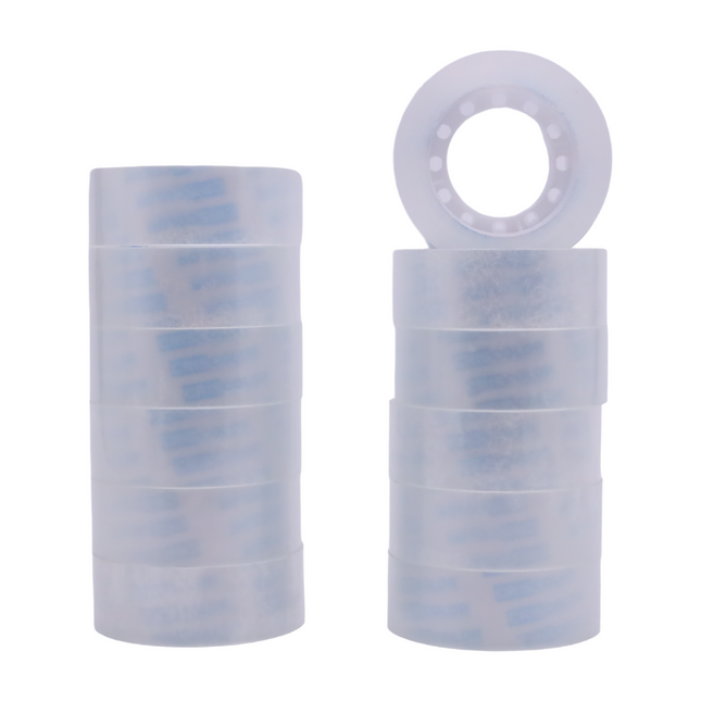 Savings Pack Transparent Adhesive Tape Pack of 12 Rolls 18mm x 30m Adhesive Tape for General Use for School, Home and Offices - Packaging may vary 