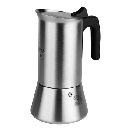 Italian Coffee Maker Stainless Steel Espresso Maker, Classic Moka Pot Steel Container for Making Coffee with Ergonomic Handle Keeps Warm 4,6,9 Cups 