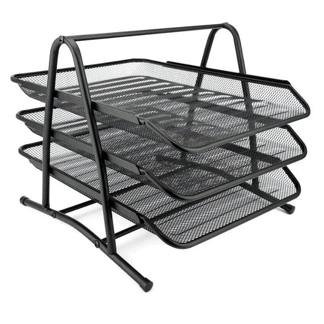 2, 3 or 4 Tier Metal Desk Organizer Tray for Papers, Sheets and Documents for Office or Personal Use 