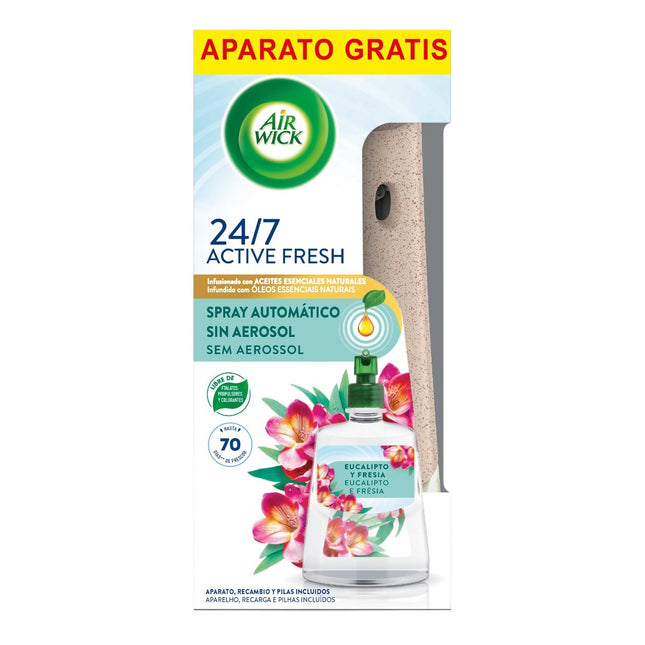 AIR WICK Active Fresh ambientador automático eucalipto y fresa con aceites esenciales naturales aparato + recambio 228 ml