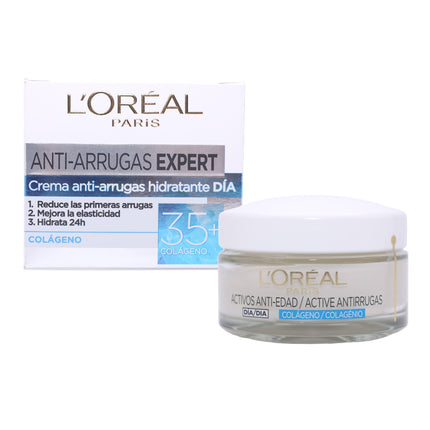 L'ORÉAL PARIS Anti-Arrugas Expert Crema Hidratante Día Crema hidratante con colágenos 35+ con 24h de hidratación 50 ml