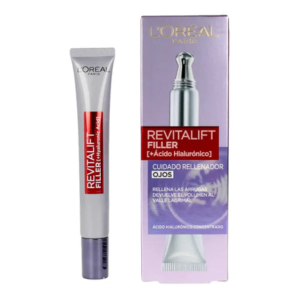 L'OREAL PARIS Revitalift Filler Crema para contorno de ojos antiarrugas profundas Contorno de Ojos Revitalizante Con Ácido Hialurónico Puro 15 ml