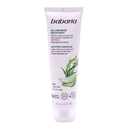 Babaria Gel Limpiador Facial Matificante blanco Con Aloe Vera Y Alga Verde 50 ml