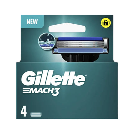 Gillette Mach3 Recambio Para Maquinillas De Afeitar Para Hombre De 3 Hojas, 4 Recambios Para Máquina De Afeitar, Hojas Más Resistentes Que El Acero