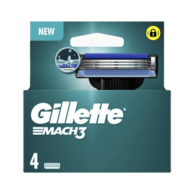 Gillette Mach3 Recambio Para Maquinillas De Afeitar Para Hombre De 3 Hojas, 4 Recambios Para Máquina De Afeitar, Hojas Más Resistentes Que El Acero