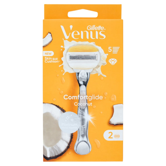 Gillette Venus Comfortglide Coconut Women's Hair Removal Razor + 2 Replacement Razor Blades 