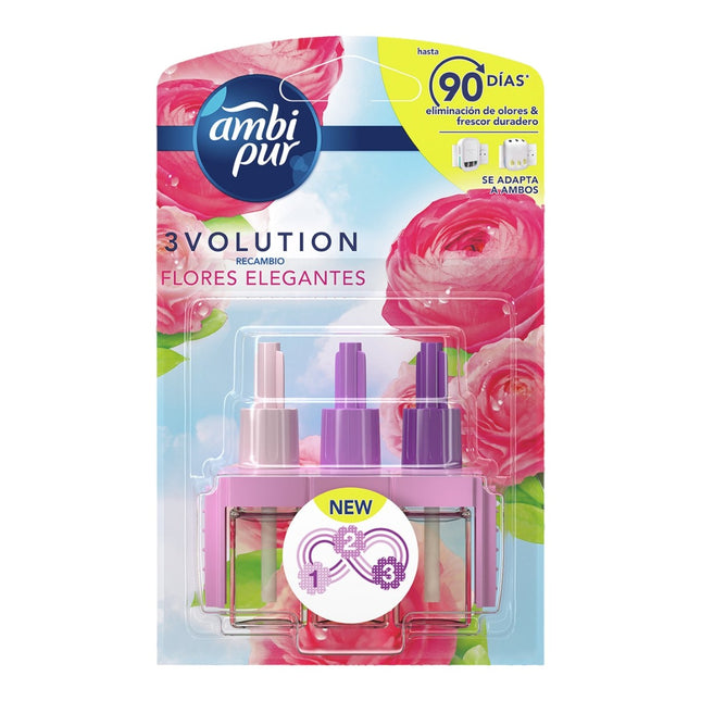 AMBIPUR 3VOLUTION Ambientador eléctrico Flores Elegantes 3 fragancias blister 1 recambio