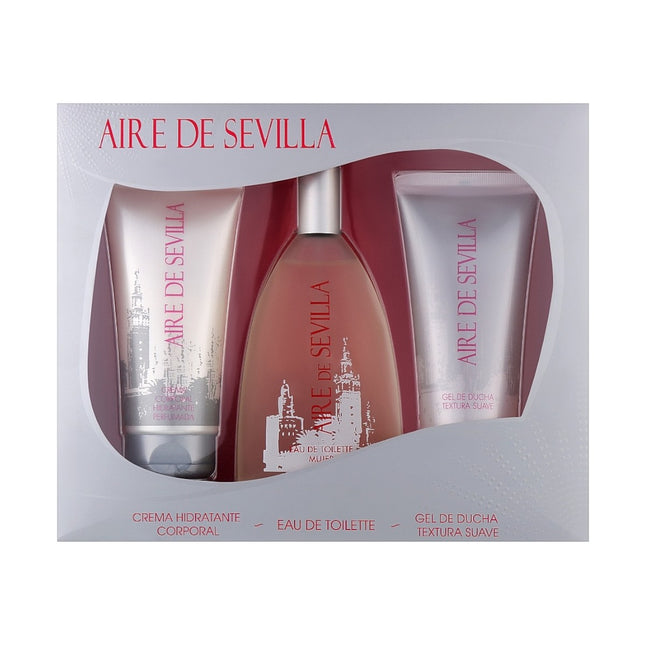 AIRE DE SEVILLA Estuche de cosmética para mujer con Perfume Gel de ducha suave y Crema Hidratante corporal perfumada Cofre de regalo de ritual perfumado (150 ml cada uno)