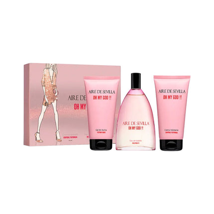 SEVILLE AIR OH MY GOD! Women's cosmetic set with Perfume Gentle shower gel and scented body moisturizing cream Scented ritual gift box (150 ml each) 