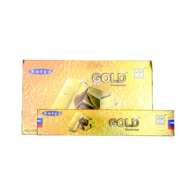 Satya Pack of 12 boxes 15g of Gold Incense 