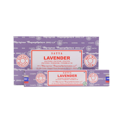 Satya Pack of 12 boxes 15g of Lavender Incense 