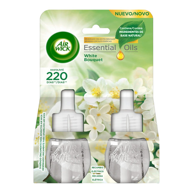 AIR WICK Essentials Oils ambientador eléctrico White Bouquet recambio 2 unidades de 19 ml