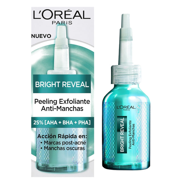 L'OREAL PARIS Bright Reveal exfoliante facial anti-manchas con AHA + BHA + PHA tubo 25 ml