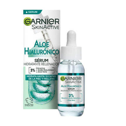 GARNIER Skin Active Hydrating Plumping Serum with Aloe Vera + Hyaluronic Acid + Glycerin Aloe Hyaluronic Acid Dispenser 30 ml 