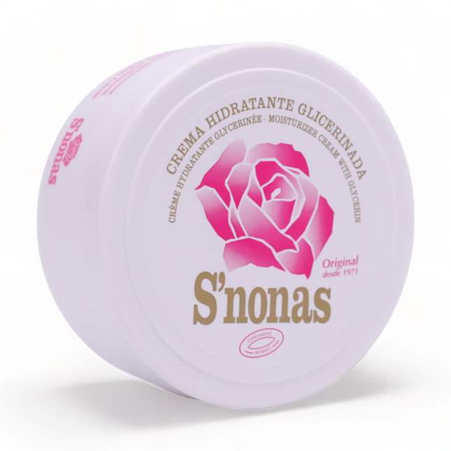 S'NONAS Crema Hidratante Glicerinada en Lata 200 ml Ideal para la Hidratación, Cuidado y Protección de todo tipo de pieles