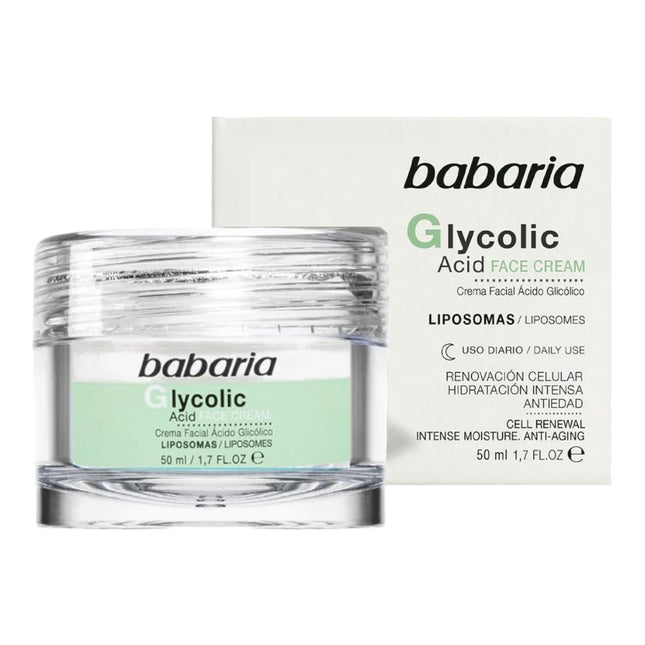 Babaria GLYCOLIC ACID crema facial renovación celular Tratamiento Facial Hidratante - Cremas Antiarrugas y Antiedad 50 ml