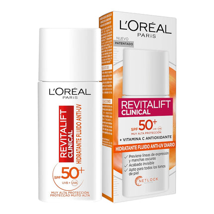 L'OREAL PARIS Revitalift Clinical Crema Hidratante Anti-UV SPF50+ Diario con Vitamina C 50 ml