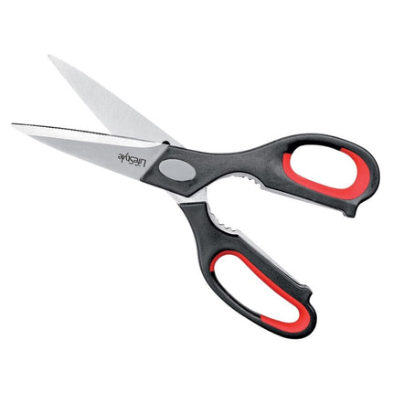 Professional Multipurpose Heavy Duty Stainless Steel Kitchen Scissors 22 cm for Small Pruning, Bottle Opener, Nut Cracker, Bottle Cap Opener, Seafood, etc. 