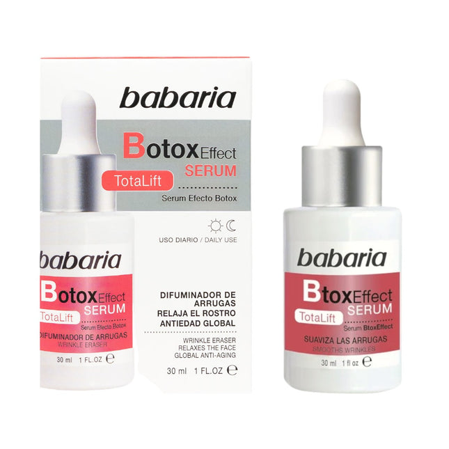 Babaria Sérum Botox Effect Total Lift Difumina las Arrugas y Relaja el Rostro Efecto Antiedad con Tripéptido Botox-Like y Emolientes 100% Vegano 30 ml