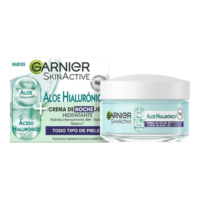 GARNIER Skin Active crema de noche hidratante Aloe Hialurónico con aloe vera + ácido hialurónico tarro 50 ml