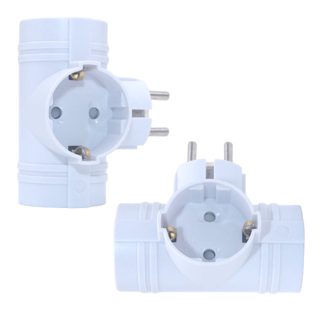 Enchufe Triple schuko de color blanco MAX.3680W 16A/250V Adaptador Ladron Triple