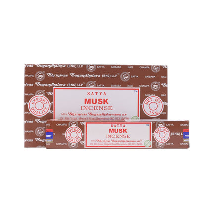 Satya Pack of 12 boxes 15g of Musk Incense 