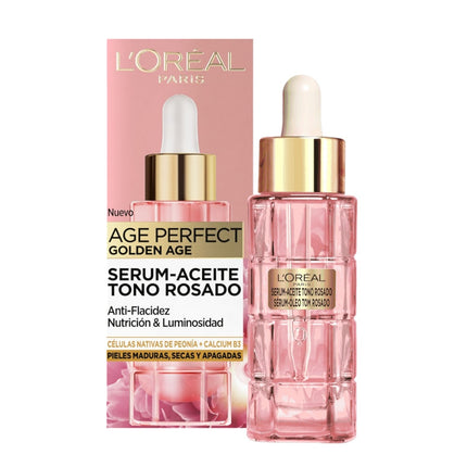 L'ORÉAL PARIS Age Perfect Golden Age sérum-aceite tono rosado Anti-flacidez Nutrición & Luminosidad dosificador para pieles maduras, secas y apagadas 30 ml