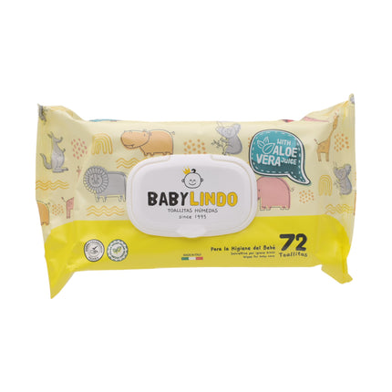 Baby Lindo Toallitas bebé de 72 piezas cada bolsa Aloe Vera - El envase puede variar