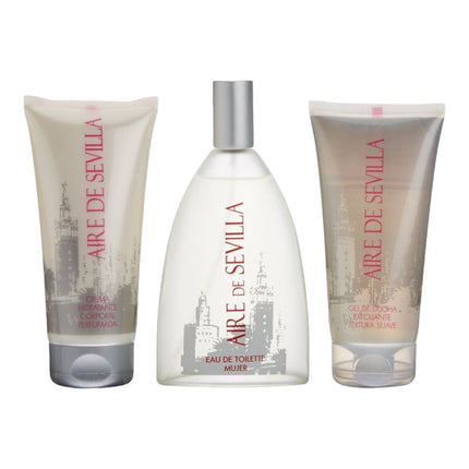 AIRE DE SEVILLA Women's cosmetic case with Perfume Gentle shower gel and scented body moisturizing cream Scented ritual gift box (150 ml each) 