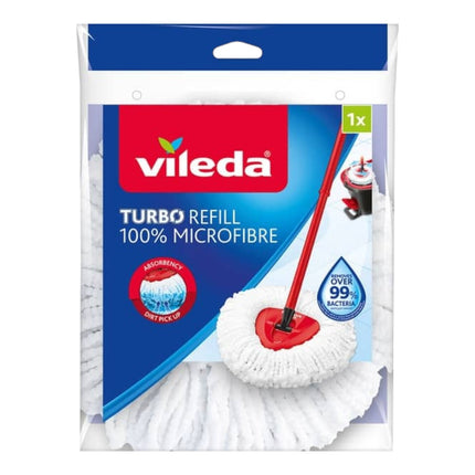 VILEDA Recambio Turbo Classic Compatible con todos los sistemas Turbo de Vileda Apto para todo tipo de suelos duros Elimina el 99% de las bacterias solo con agua