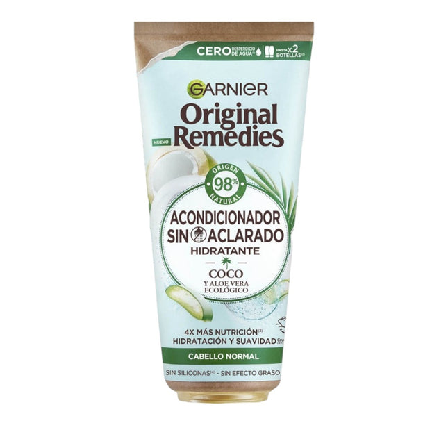 GARNIER ORIGINAL REMEDIES Acondicionador sin aclarado Hidratante con coco y aloe vera ecológico tubo para cabello normal 200 ml