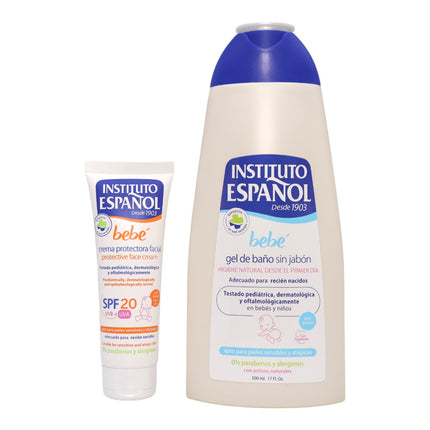 IE Bebé gel de baño sin jabón adecuado para recién nacido frasco 500 ml + Crema Facial Proteccion 20SPF