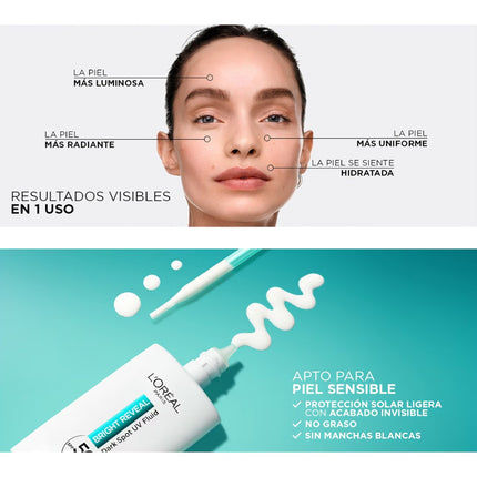 L'OREAL PARIS Bright Reveal fluido facial anti-manchas con niacinamida + LHA SPF-50+ tubo 50 ml