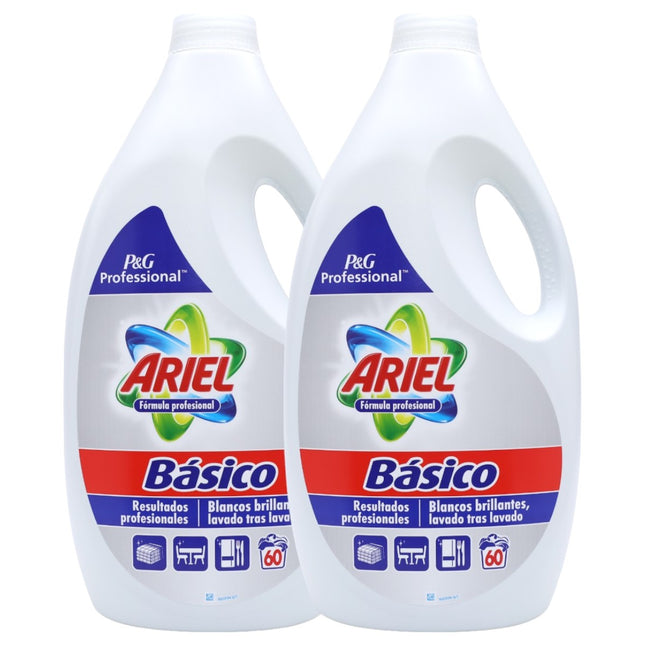 Ariel Liquid Detergent Professional Formula Basic 2 x 60 Washes Savings Pack of 2 units x 3 Liters (Total 6 Liters)