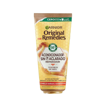 GARNIER ORIGINAL REMEDIES Acondicionador sin aclarado Reparador Tesoros de Miel para cabello dañado, quebradizo 200 ml