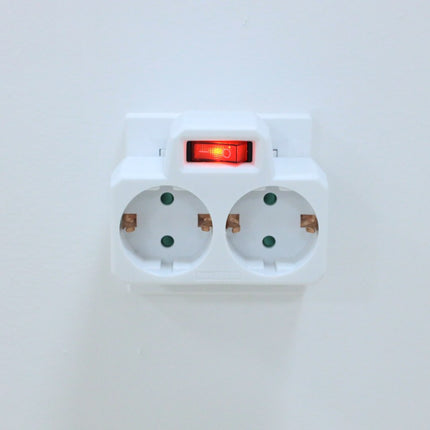 EXTRASTAR Double schuko socket in white with switch MAX.3680W 16A/250V 