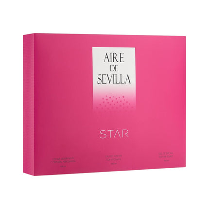 AIRE DE SEVILLA STAR Estuche de cosmética para mujer con Perfume Gel de ducha suave y Crema Hidratante corporal perfumada Cofre de regalo de ritual perfumado (150 ml cada uno)